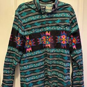 Vintage 90s Wrangler Men's Multicolor Patterned Shirt